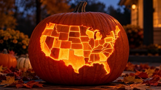Glowing U.S. Map Jack-o’-Lantern Medium