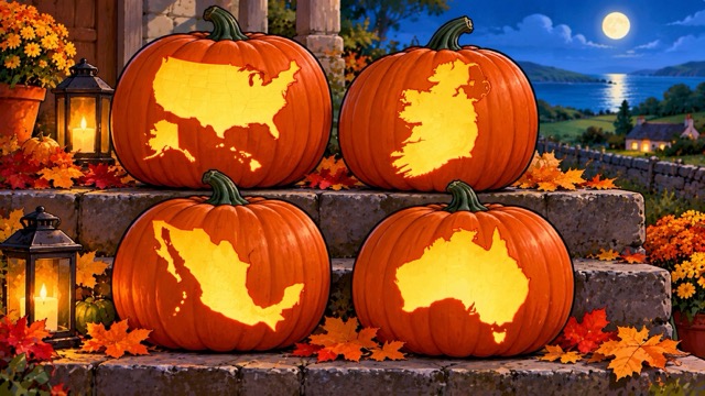 map carved pumpkins